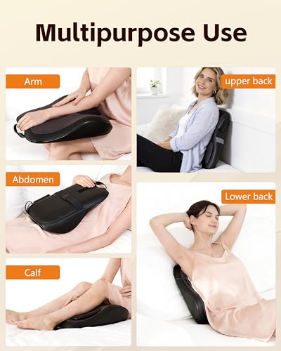 Back Massager With Heat, Pain Relief For Deep Tissue,3D Lower Back Massager - color: Black