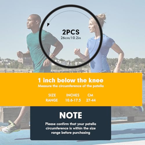 2 Pcs Patellar Tendon Support Strap, Knee Band for Knee Pain Relief, Patella Bands for Basketball, Running, Tennis, Soccer and Hiking, Silicone Knee Brace for Women and Men, Includes Storage Bag