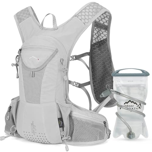 IX INOXTO Hydration Pack Backpack, Lightweight Water Backpack with 2L Hydration Bladder Daypack for Men Women,Running Hydration Vest for Trail Running Hiking Cycling Race Climbing - color: Grey white - 2L