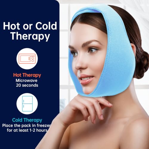 Wisdom Teeth Ice Pack Head Wrap Jaw Face Ice Pack with 4 Gel Packs - color: Light Blue
