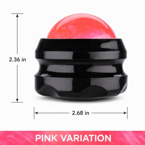 Manual Massage Roller Ball - Massager and Therapy Tool for Sore Muscles, Shoulders, Arms, Neck, Back, Feet, Body, Deep Tissue, Stiffness, Joint Pain, Stress Relief - color: Pink