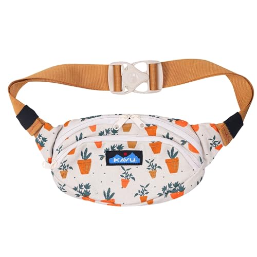 KAVU Canvas Spectator Belt Bag, Cotton Fanny Pack for Travel - color: Potted Plants