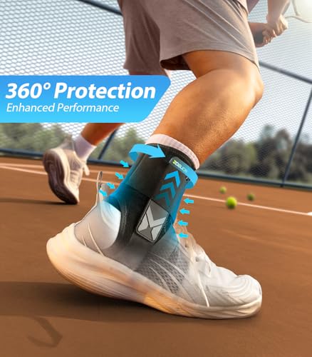 ZOELION Ankle Brace for Men Women with Auto-adaptive Side Pads, [Slim Fit & Flex Support] Ankle Stabilizer Support, Quick Hook & Loop Lace Up Ankle Brace for Sprained Ankle,Injury Recovery,Sports, L