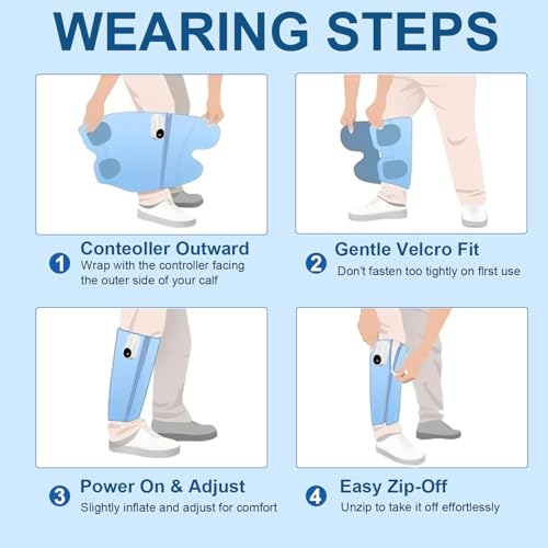 Leg Massager for Pain Relief and Circulation,Calf Air Compression Massager - color: Gray