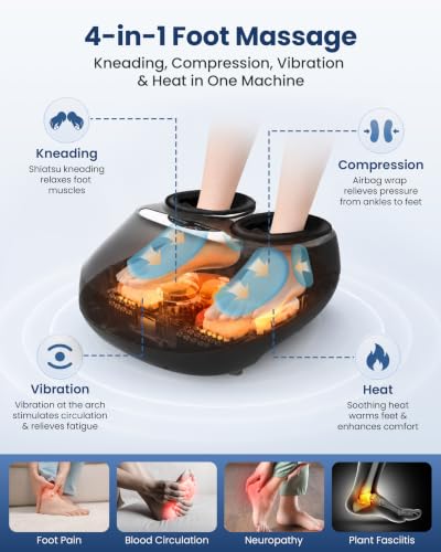 FSA Eligible Shiatsu Foot Massager with Heat,2026 Upgrade Pause Function