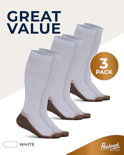 Pembrook 3 Pairs Copper Compression Socks 15-20 mmHg | Graduated Support - color: White - 3 Pairs, size: X-Large