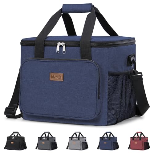 Lifewit Insulated Lunch Box for Men, Lunch Bag Cooler Women, 40-Can 24L - color: Dark Blue, size: Jumbo(24L)