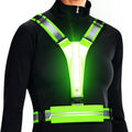 LED Reflective Vest Running Gear, USB Rechargeable Light Up Running Vest Chest Phone Holder for Runners Night Walking - color: Green