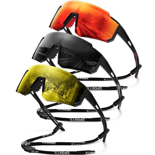 Polarized Sports Sunglasses Men Women for Running UV400 Protection - color: A5 Night Vision/Black/Orange