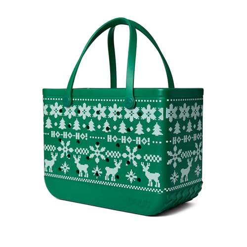 BOGG BAG Original Large Tote – 19” x 14” x 9” – Essential Bags for Beach, Pool, Boat, Sports, Tailgating, Cruise - color: Ugly Sweater - Green