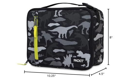 PackIt Freezable Classic Lunch Box, Dino Camo Charcoal - color: Dino Camo Charcoal