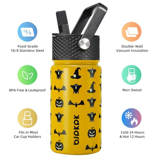 BJPKPK Insulated Water Bottle, 15oz Stainless Steel with Straw Lid - color: Halloween, style: 15oz