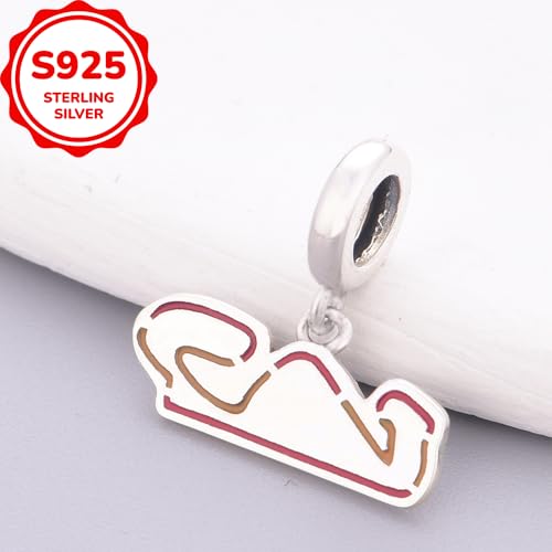 F1&Famous Race Racetrack Charm for Bracelet Necklaces, S925 Sterling Silver Charms, UK Brazil Spain Race Track Charms Jewelry Racing Souvenirs Gift - color: Race Racetrack Q4091