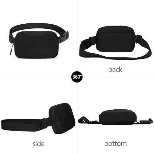 Fanny Pack Crossbody Bag for Women and Men, Belt Bag Black - color: black