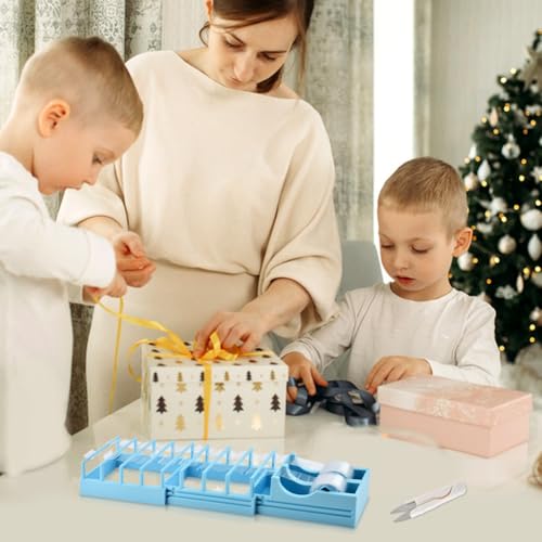Double Tapes Dispenser Tape Holder for Convenient Cutting Assistant 18 Tape Strips in Second Portable Ribbon Cutter Machine(Color:Blue)