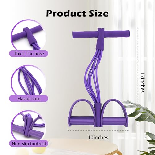 Multi-Function Tension Rope Band & Pedal Puller Resistance Band, 6-Tube Elastic Yoga Pedal Puller Resistance Band, for Abdomen/Waist/Arm/Leg Stretching Slimming Training - color: Purple-6 tube