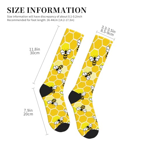 Cute Compression Socks Knee High Support Stockings Women Men - color: Cute Honey Bee