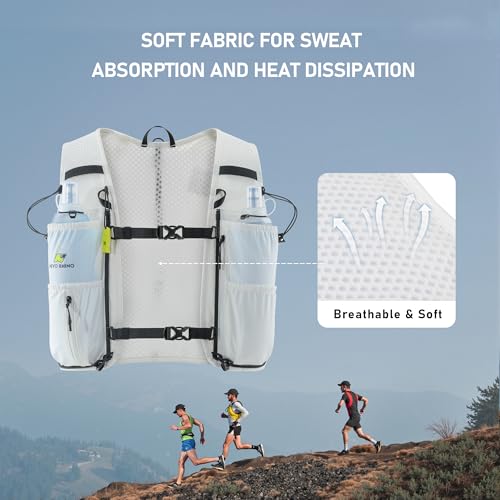 N NEVO RHINO Running Vest 5L, Hydration Vest with 2 TPU 500ml Soft Flask - color: white, size: Large