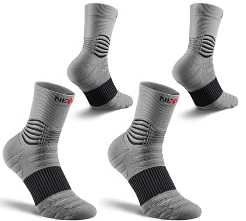 NEENCA Professional Compression Socks for Women Men Circulation, 20-30 mmHg - color: Gray Black - 2 Pairs, size: Large