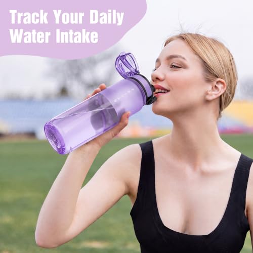 OLDLEY 32oz Sports Half-Frosted Clear Water Bottle with Anti-Dust Chug Lid - color: Half‑Frosted Lavender