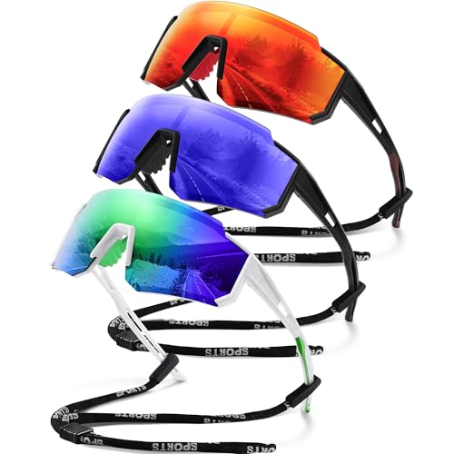 Polarized Sports Sunglasses Men Women for Running UV400 Protection - color: Black/Orange/Green