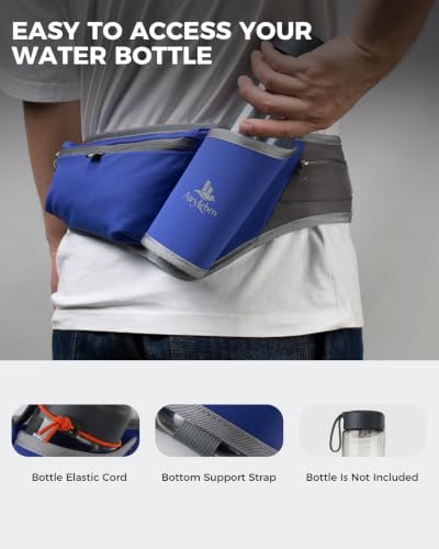 Fanny Pack with Water Bottle Holder, RFID Blocking Running Belt Bag - color: Blue