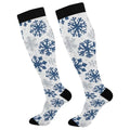 Snowflake Red Christmas Compression Sock for Women Men Funny Support Knee High Socks Running,Nurses,Travel - color: Sliver Blue Snowflake