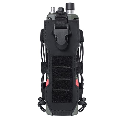 Tactical Molle Water Bottle Pouch & Adjustable Radio Holster Pouch Holder - color: Black