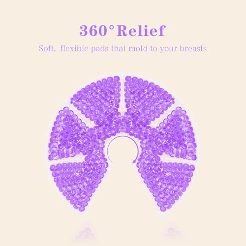 Hot/Cold Breast Gel Ice Packs Breastfeeding Cooling/Heat Pad Pain Relief - color: Purple