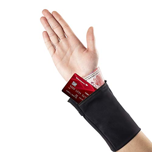 Easyports 2 Pocket Wrist Wallet Wrist Cell Phone Holder, Ankle Wallet, Sweat Bands, Armband, Hidden Pouch, Wristlet Wallet for Travel, Outdoor Sports Running. - size: Large/X-Large