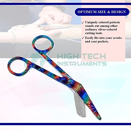 6 Pcs Set of Bandage Scissors 5.5" Long, Nurse Vet Tech Gift - Made of Stainless Steel with Colorful Patterns, First Aid, Used For Cutting Gauze, Tape, Clothing Bandages, Vet Wrap Adhesive Removal - style: Set 5