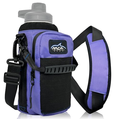 Arca Gear Hydro Carrier 32 oz Small - Insulated Water Bottle Sling w/Carry Handle, Shoulder Strap, Wallet and Two Pouches - The Perfect Flask Accessory - color: Lavender Purple