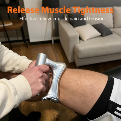 Heated Muscle Scraper Tool, Electric Fascia Knife Massager with Heating - color: Matt Silver
