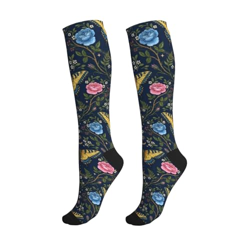 Witchy Moth Compression Socks For Women Men - color: Floral Butterfly