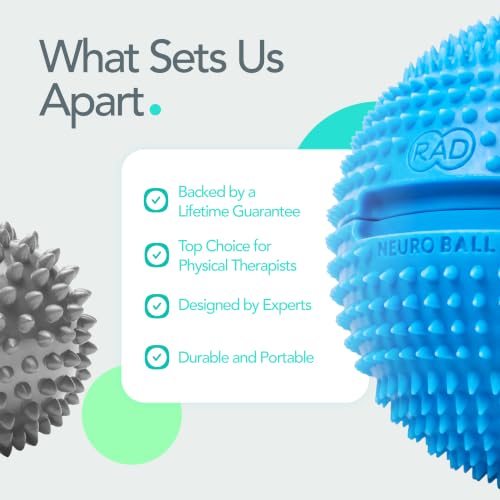 RAD The Original Neuro Ball – Foot Roller & Textured Massage Ball for Myofascial Release, Plantar Fasciitis, Hands & Face – Spiky Therapy Tool for Muscle Relief - style: Neuro Ball