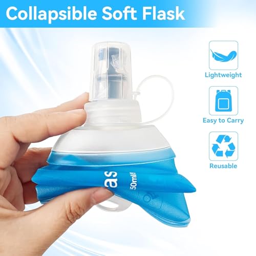 Sport Soft Water Bottle, TPU Collapsible Flask Foldable Bottles for Hydration Pack, BPA-Free, for Running Hiking Cycling Climbing (150ml) (Transparent) - color: Transparent