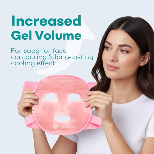Medi Grade Face Ice Pack and Cooling Eye Mask Set, ChillGel Gel Mask, Pink - color: Pink