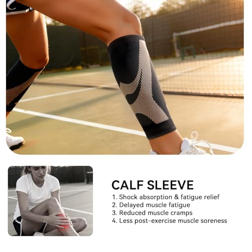 Plus Size Copper-Infused Calf Compression Sleeves for Men & Women 1 Pair [Medical-Grade & Ultra Comfort] Leg Compression Sleeve for Shin Splint Relief, Varicose Veins,Calf Sleeve for Running(X-Large) - style: Black-XL