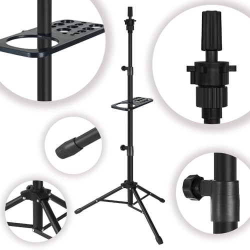 ZQIAN BEAUTY 50 Inch Metal Wig Stand, Adjustable Wig Head Stand, Mannequin Head Stand for Cosmetology Hairdressing, Wig Stand Tripod with Tool Tray (Black, Mannequin Head Not Included) - color: Black, size: 50 Inch