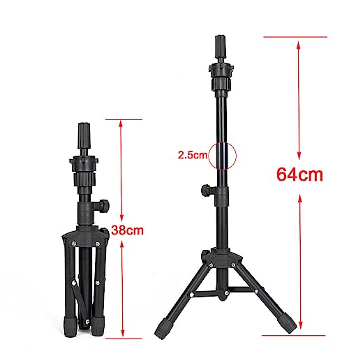 ZQIAN BEAUTY 25 Inch Wig Stand Tripod, Adjustable Mannequin Head Stand, Wig Head Stand for Training Heads And Canvas Block Head (Mannequin Head Not Included) - color: Black, size: 25 Inch
