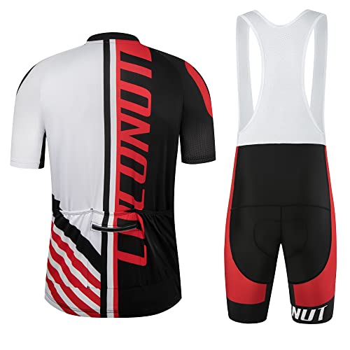 Coconut Ropamo CR Men's Cycling Jersey Set Road Bike Jersey Zipper Pocket Bib Shorts with 4D Padded Cycling Clothing Set - color: Red/Black, size: Medium