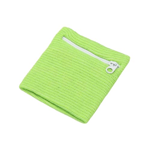 Wrist Wallet Wristband with Zipper,Cotton Wrist Band SweatBands - color: Fruit Green