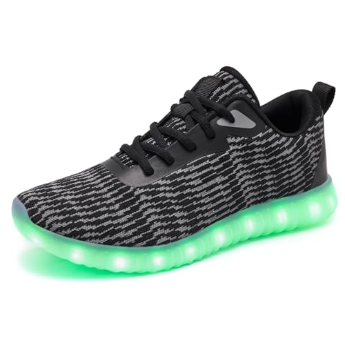 Light Up Shoes for Women Men, LED Sneakers USB Charging Unisex Adult Glow Party Cool Dancing Shoes - color: Black, size: 6.5 Women/5 Men
