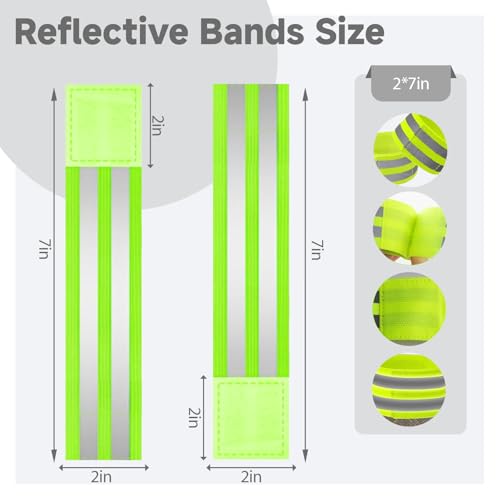 6-Pack Elastic Reflective Bands for Strollers, High Visibility Safety Reflectors with Adjustable for Night Walking, Running, Cycling, Baby Gear