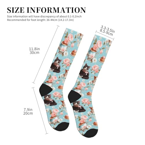 Cute Compression Socks Knee High Support Stockings Women Men - color: Cute Cats