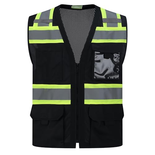 Gasoline Class 2 High Visibility Reflective Safety Vests Women & Men - color: Black - Black, size: Medium