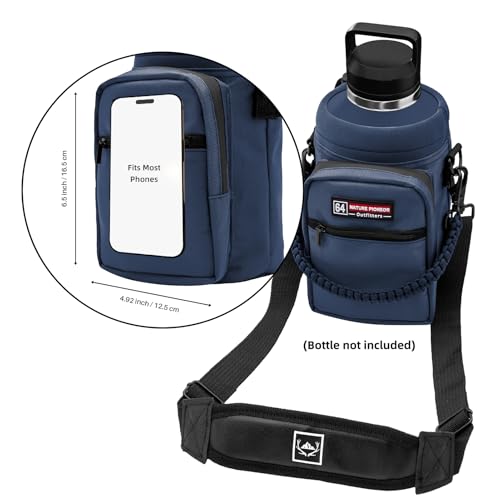 NATURE PIONEOR 26-128 oz Insulated Water Bottle Carrier Holder with Strap - color: Navy, size: 64oz