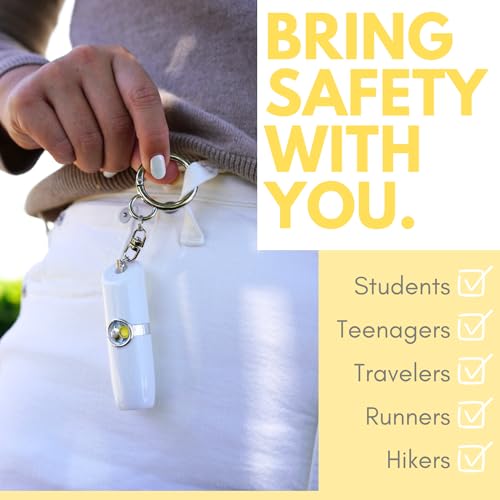 Securityman Personal Alarms for Women | Loudest Safety Alarm Keychain (130dB Siren and SOS Strobe Light) Everyday Personal Safety Devices for Women - White - color: White