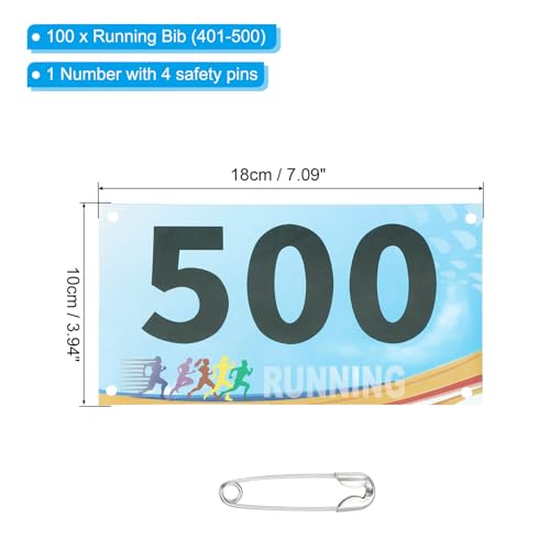 PATIKIL Tearproof Running Bib Numbers, Race Competitor Numbers - size: 7x4 Inch, style: 401-500