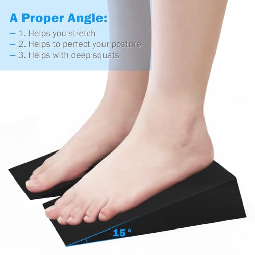Yoga Wedge Block Inlisy Foam Squat Wedges Slant Board, 2 Pcs Calf Stretcher